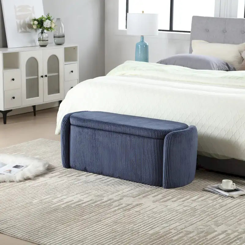 Banc de rangement capitonné en tissu pour entrée