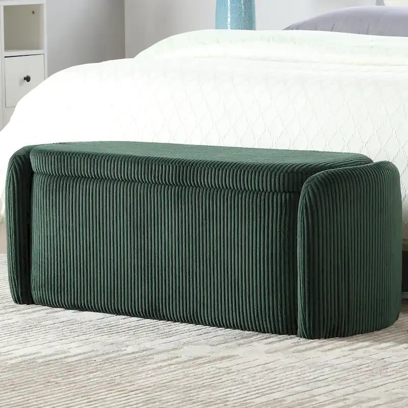 Banc de rangement capitonné en tissu pour entrée