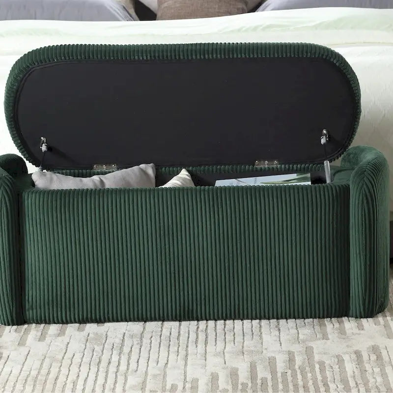 Banc de rangement capitonné en tissu pour entrée