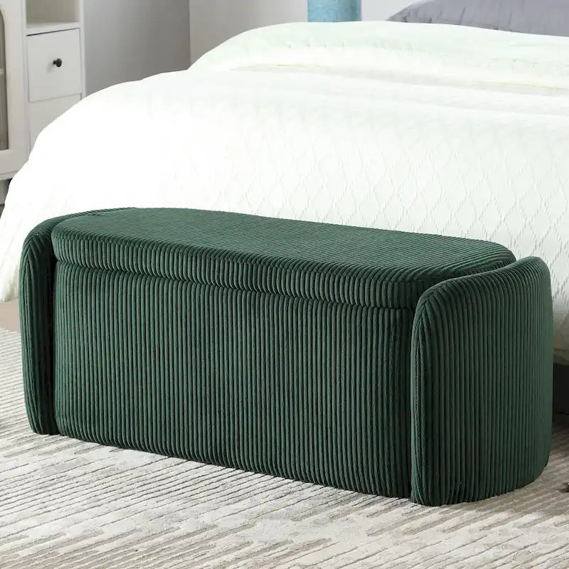 Banc de rangement capitonné en tissu pour entrée