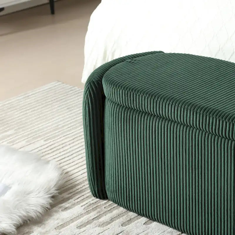 Banc de rangement capitonné en tissu pour entrée