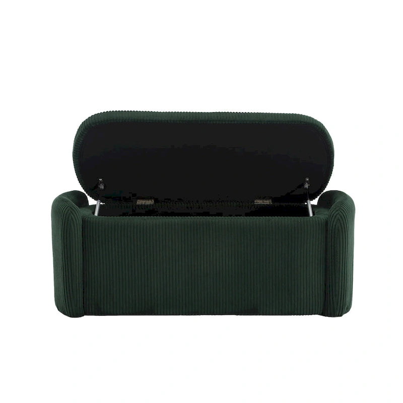 Banc de rangement capitonné en tissu pour entrée