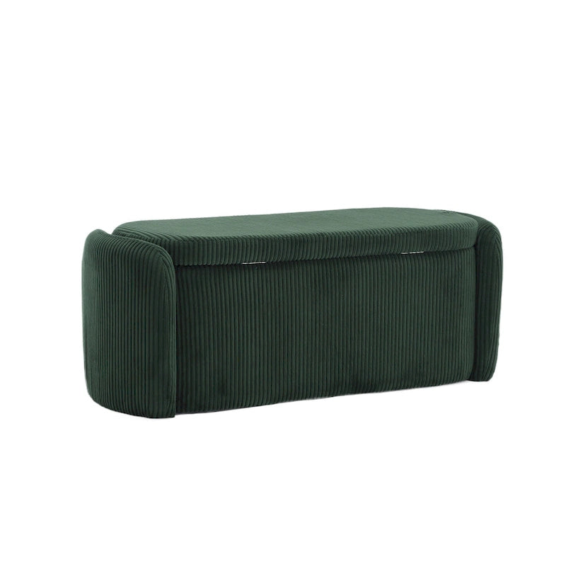 Banc de rangement capitonné en tissu pour entrée